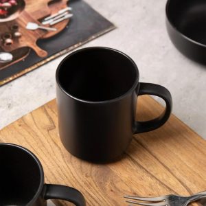 12-Piece Stoneware Dinnerware Set with Mugs, Microwave & Dishwasher Safe, Non-Toxic Dish Set, Plate Set, Stackable Matte Glaze Kitchenware for 3
