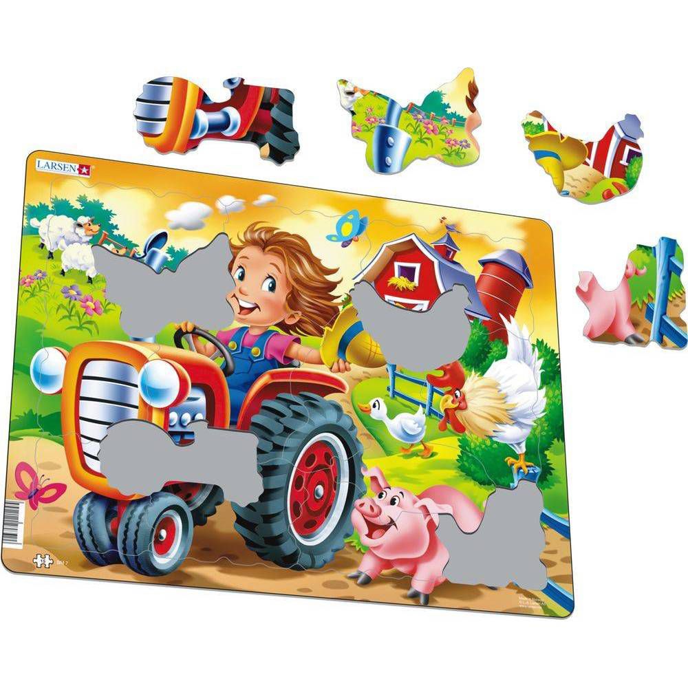 Larsen Farm Kid with Tractor Children's Jigsaw Puzzle 15pc: Paperboard, Nature Theme, Educational Focus - Image 2