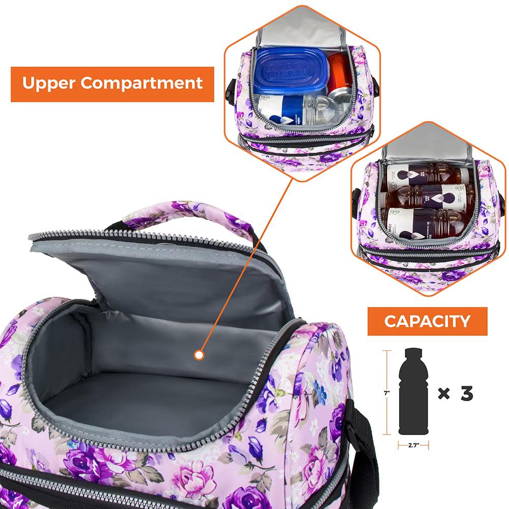 Double Decker Lunch Box Men Women, Insulated Leakproof Cooler Bag Adult Work, Dual Compartment Pail Tote Boys Girls Kids - Image 30