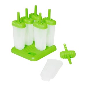 Set of 6 Groovy Pop Molds Green: Plastic, 5.5" Height, 20.4 Volume, 6 Cavities, Dishwasher-Safe, 3.4 Capacity per Cavity