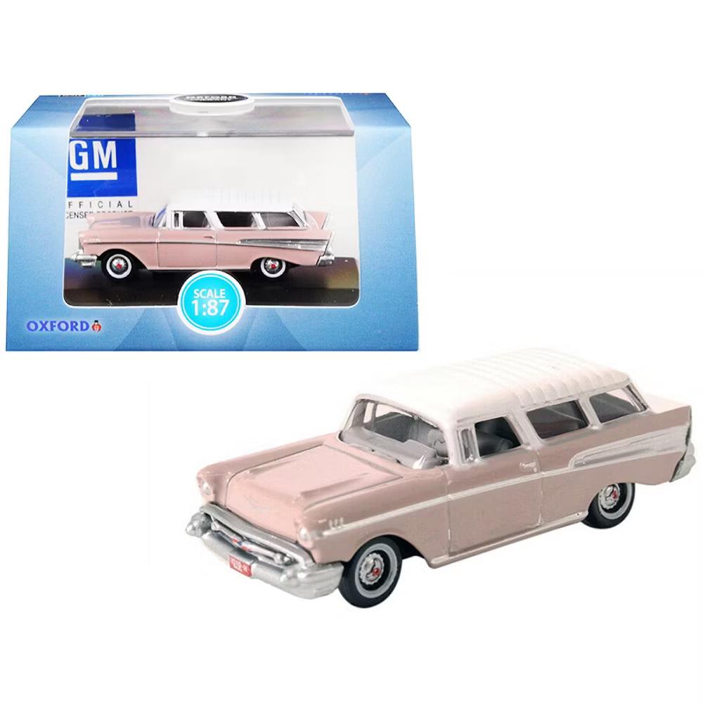 1957 Chevrolet Nomad Dusk Pearl Pink with Imperial Ivory Top 1/87 (HO) Scale Diecast Model Car - Image 4