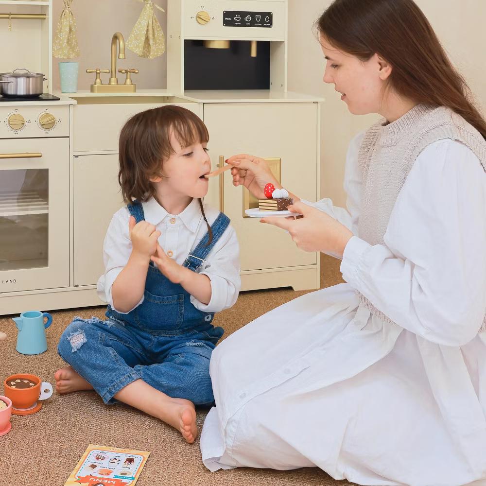 Play Kitchen Accessories – Children’s Coffee Maker: Wooden Kids Play Coffee Maker Set - Image 7