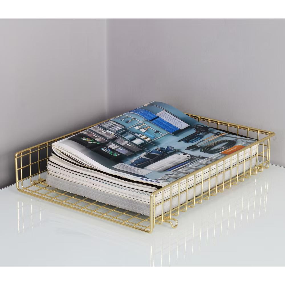 Grid Wire Letter Tray Gold - Steel Desk Organizer for Office Supplies & Organization