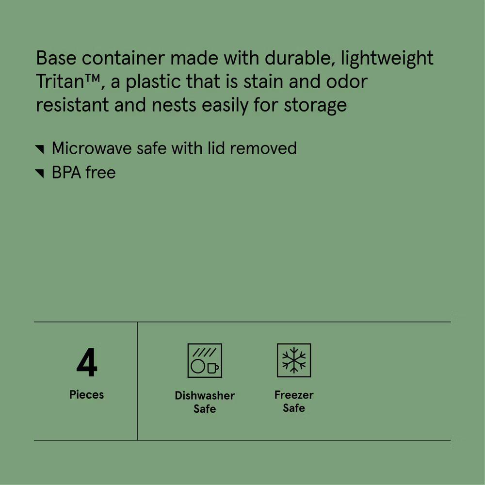 4pc (set of 2) 5.5 Cup Tritan Plastic Rectangle Food Storage Container Set Clear - Stackable Design - Image 5