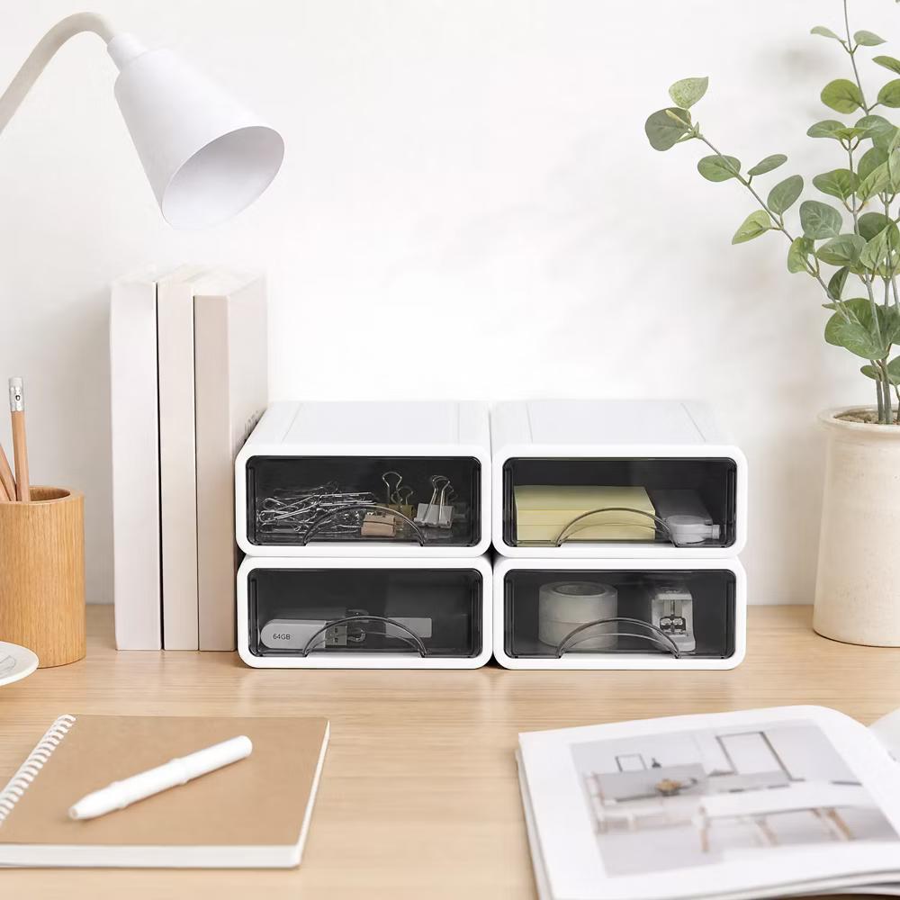 Stackable Storage Drawer with Dividers, Transparent PP Material Desktop Organizer, Durable Thickened Storage Container - Image 46