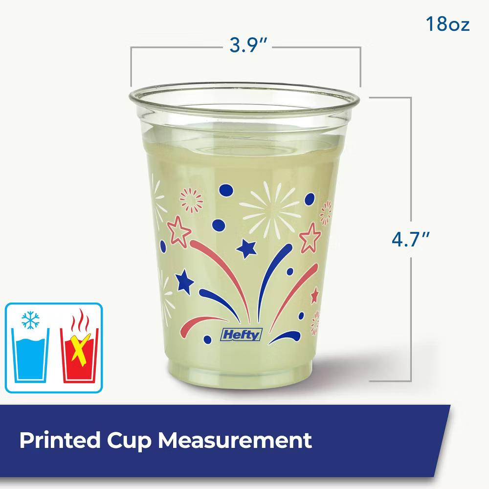 Hefty Party On! Variety Pack Disposable Cups with Print - Red/White/Blue - 16 fl oz/76ct - Image 2