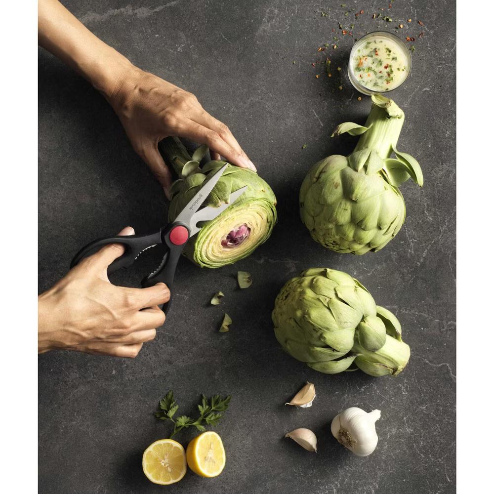 Ready Utility Kitchen Shears: Stainless Steel & Plastic, Hand Wash, Kitchen Gadgets, Black & Red - Image 4