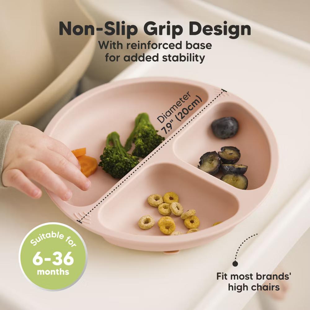 3-Pack Prep Suction Plates with Lids, 100% Silicone Baby Plates with Lid, BPA-Free Kids Divided Toddler Plates - Image 7