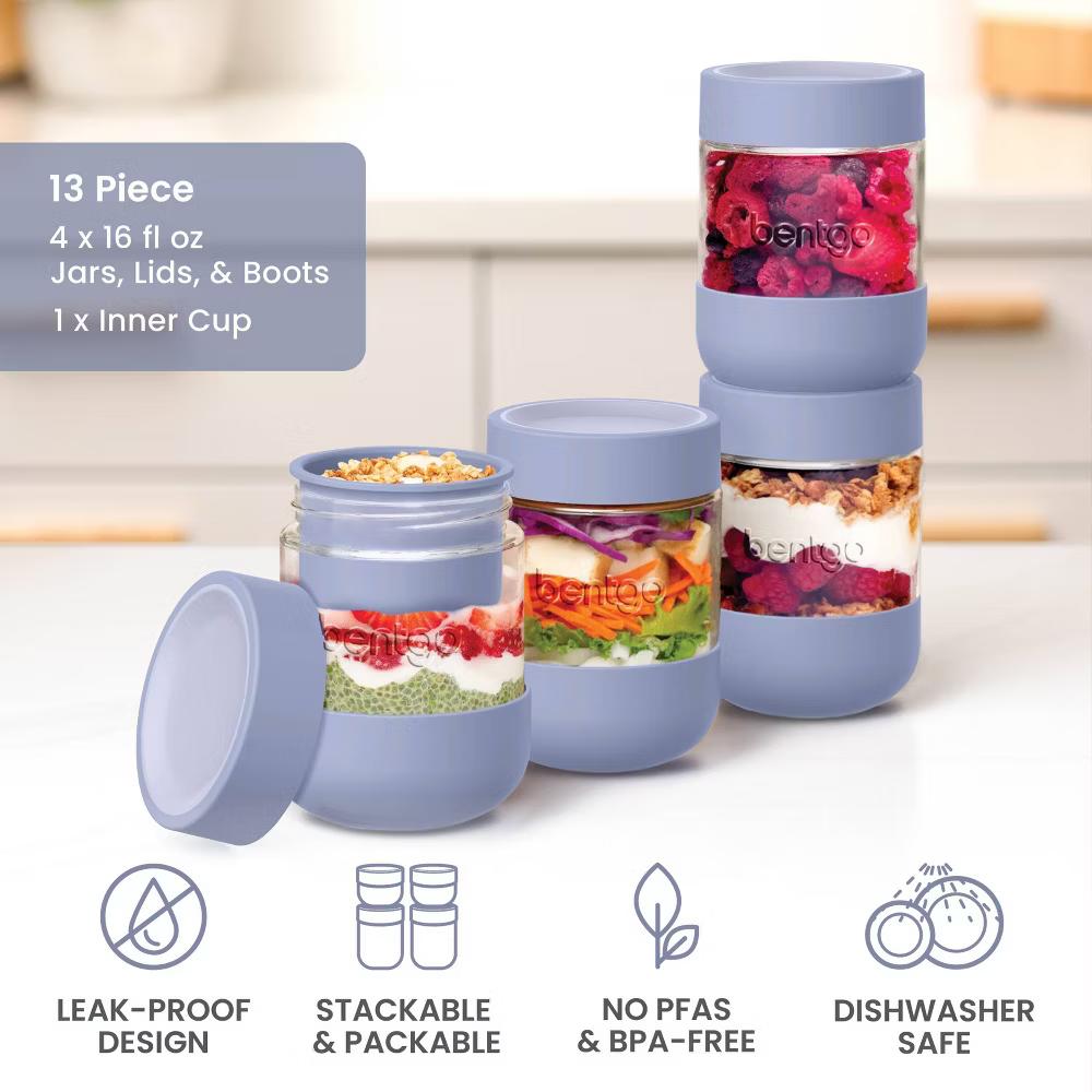 4pk 16 fl oz Leak-Proof Glass Food Jars Boots and Inner Cup - Image 5