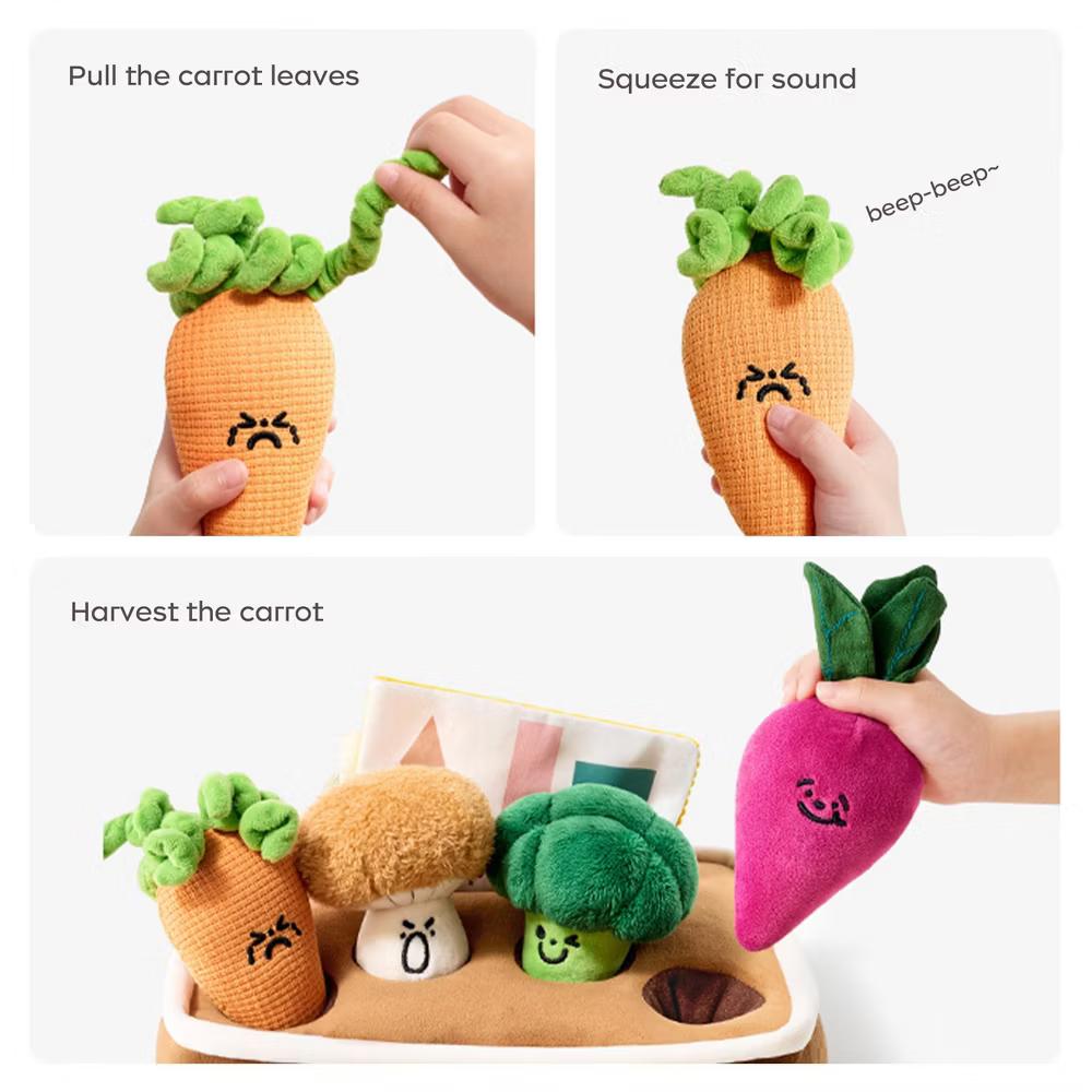 Bc Babycare Pull & Play Activity Sensory Toy Tissue Box Toy, Veggies-Shaped with Crinkle Fabrics, Design for Sensory Learning - Image 10