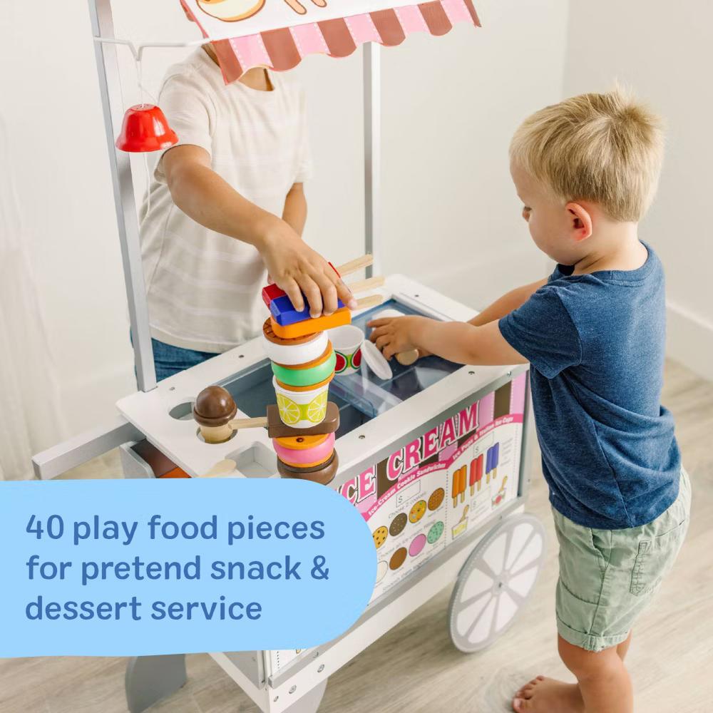 Wooden Snacks and Sweets Food Cart - 40+ Play Food pc, Reversible Awning: Educational Play Kitchen - Image 9