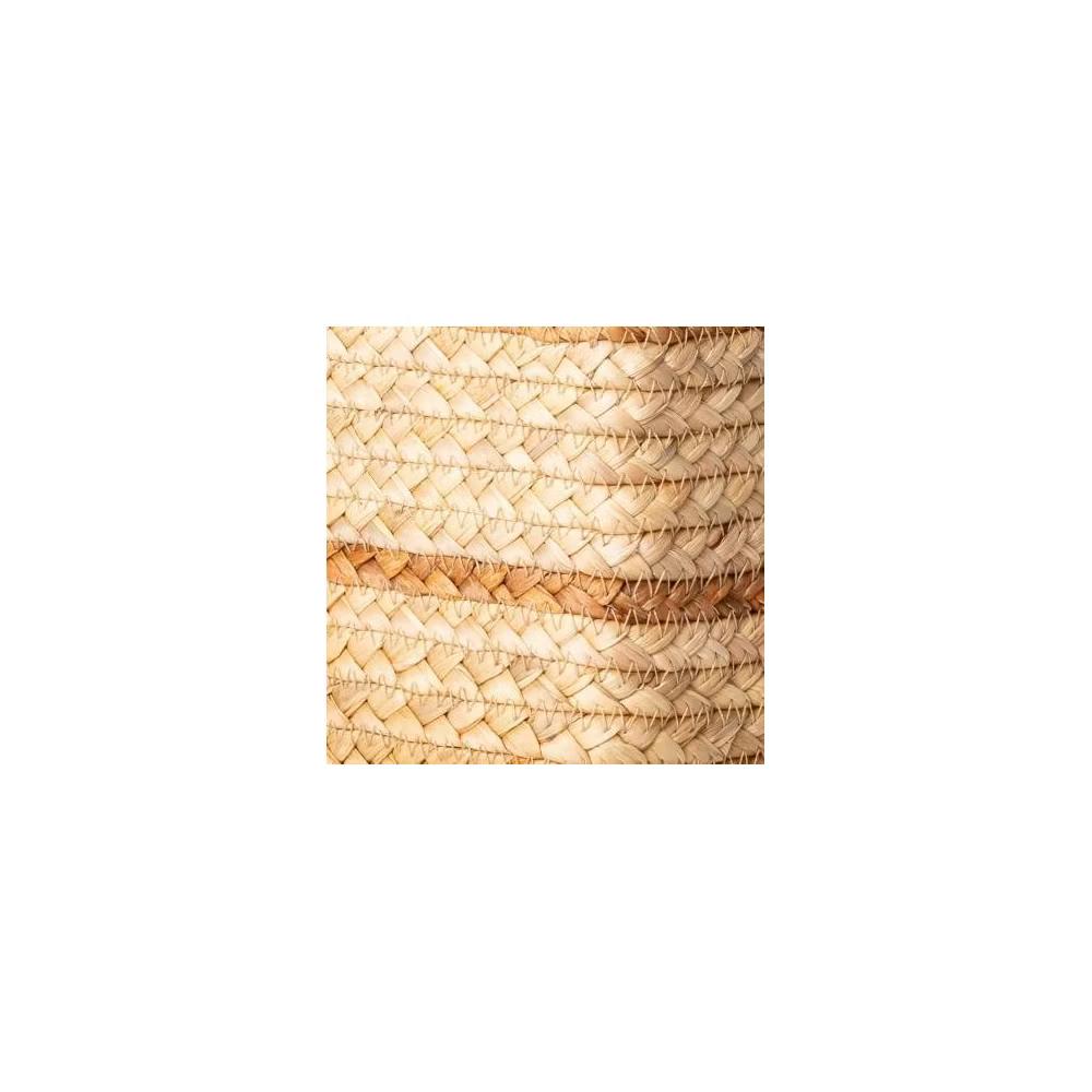 Braided Water Hyacinth Basket with Faux Leather Handles - Image 10