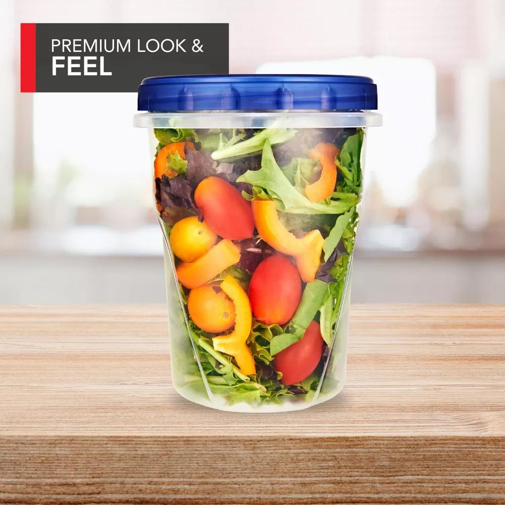 Plastic Food Storage Containers with Twist Top Lids, Airtight, Plastic, 32 oz, 6 Count - Image 3
