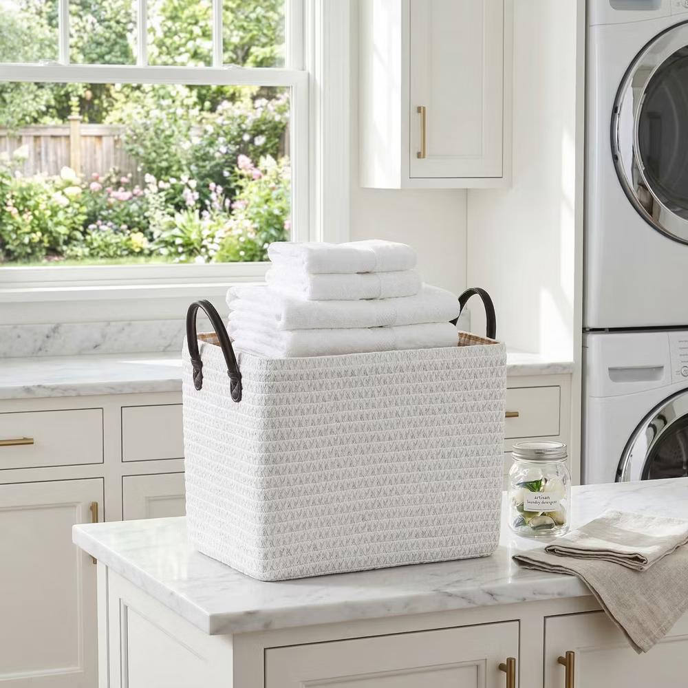 Woven Storage Basket for Clothes Shoes Organizer Bin with Handles - Image 49