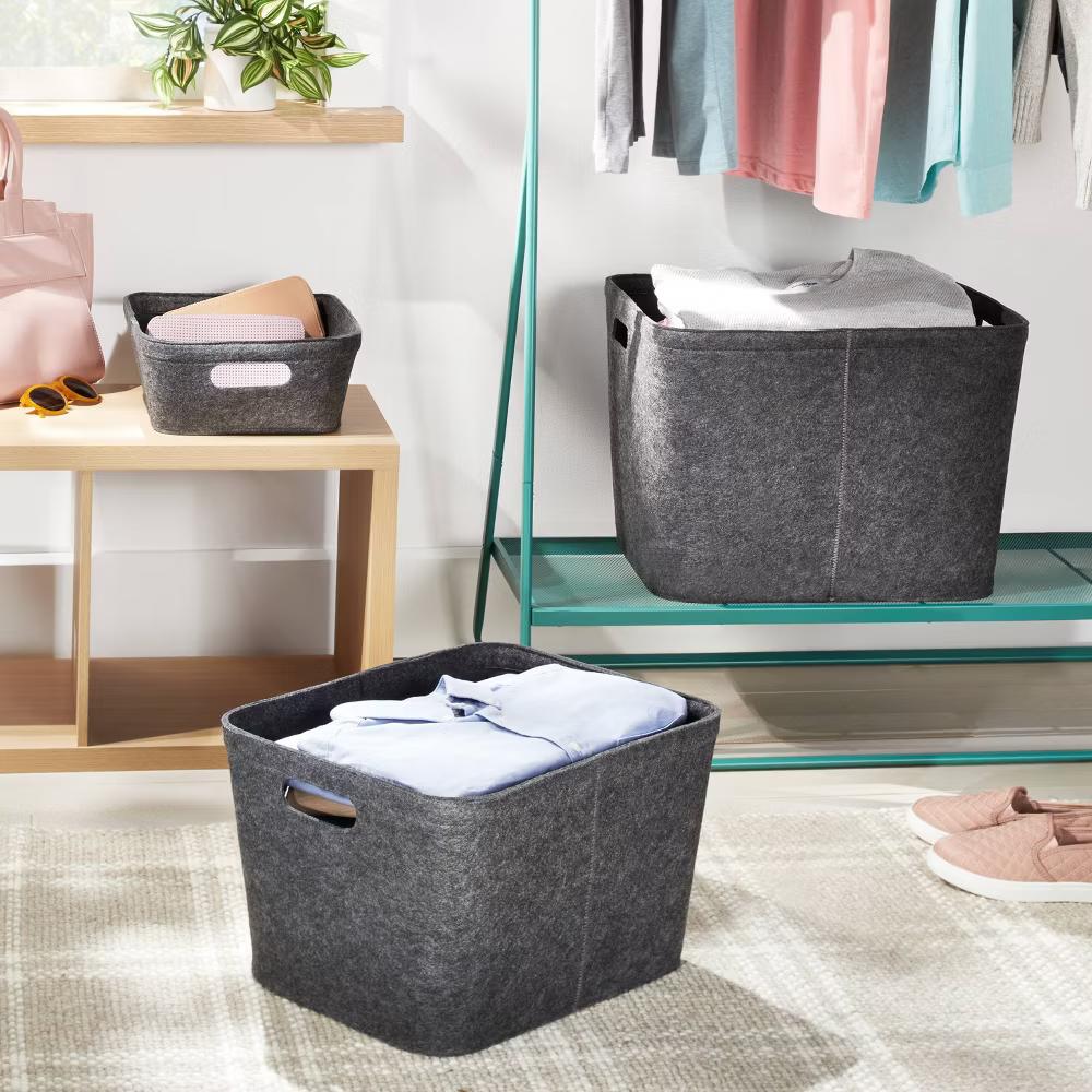 Rectangle Felt Basket with Stitching - Image 5