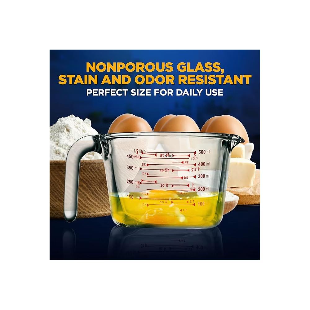 NutriChef High Borosilicate Glass Measuring Cup with Customized Decal Scale, 500 ml - Image 5