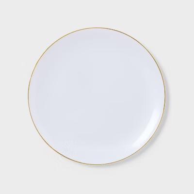8ct White with Gold Trim Snack Plastic Plates - "