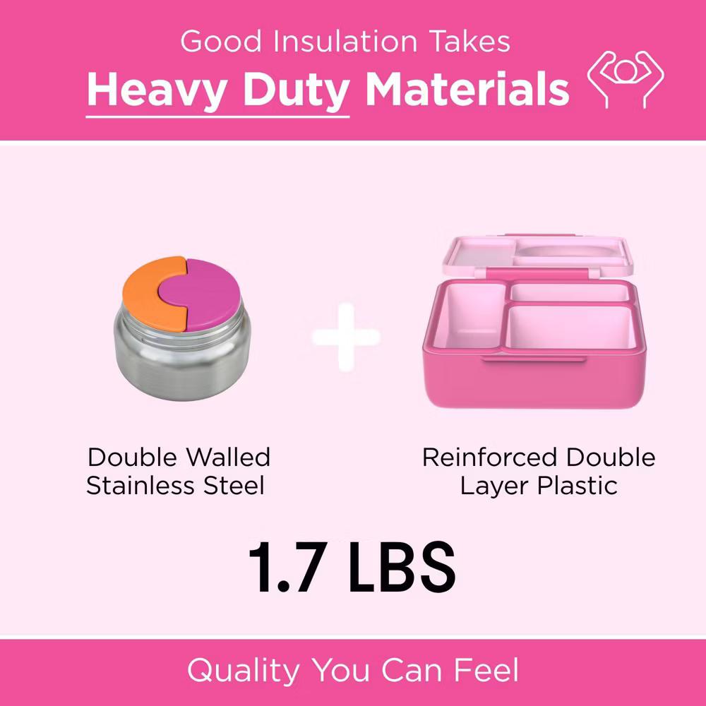 OMIEBox Insulated Bento Lunch Box with Leakproof Thermos Food Jar 3 Compartments - Image 10
