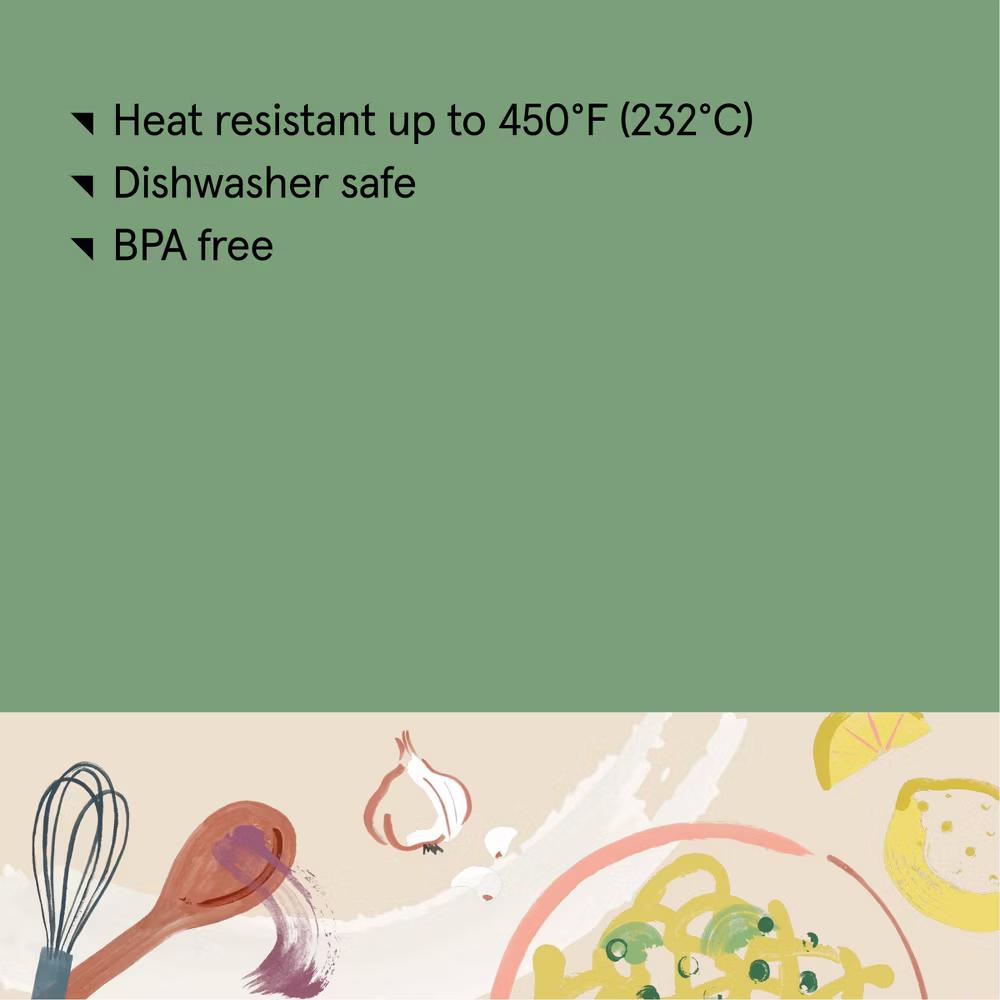 Silicone Solid Spoon Dark Gray - Dishwasher-Safe Kitchen & Cooking Spoon, 12.99" Length, 7.4" Handle - Image 4