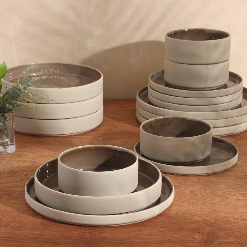 Liberty Bay 16-Piece Stoneware Dinnerware Set – Reactive Glaze, Stackable Plates & Bowls, Service for 4 - Image 10