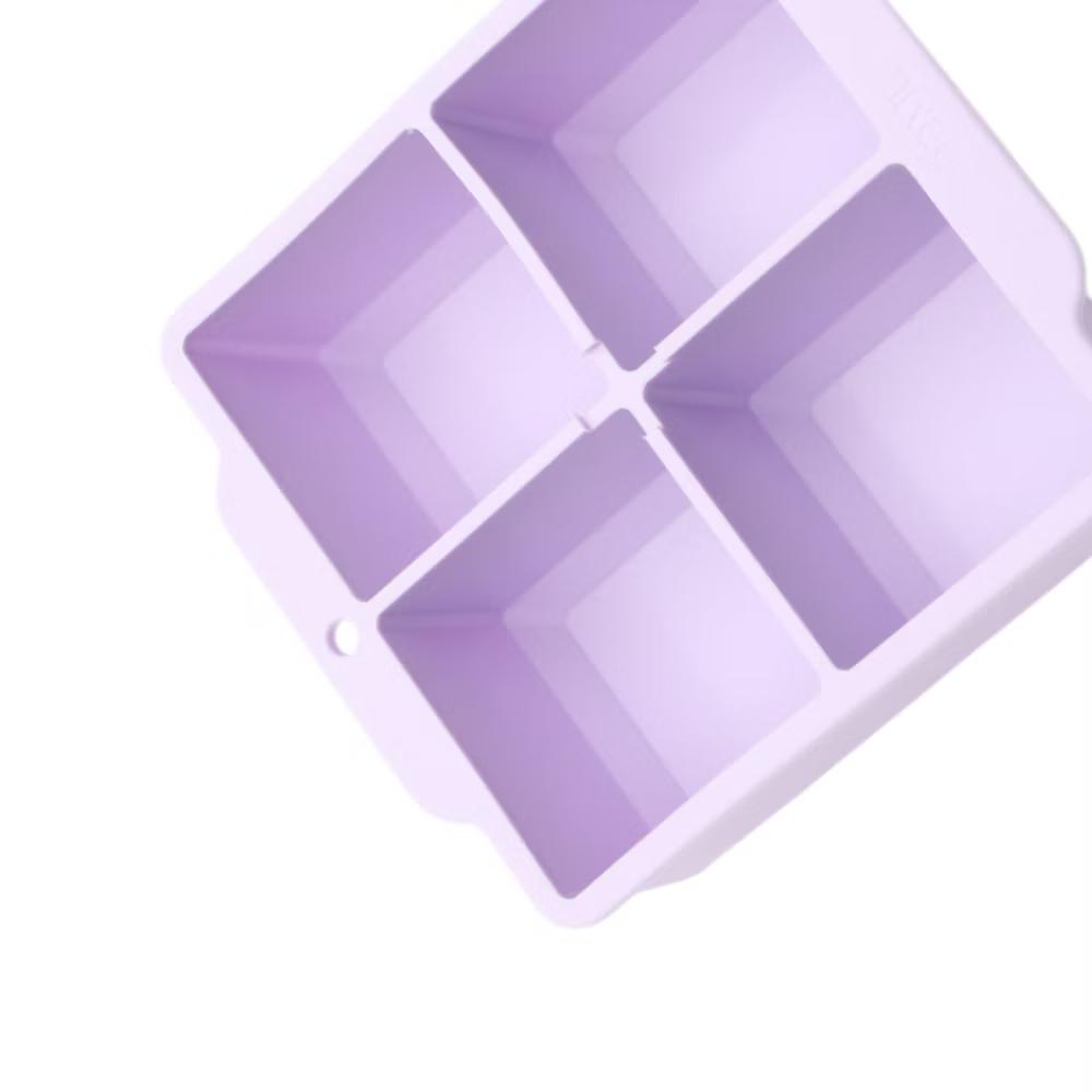 4-Cavity Square Ice Tray with Clear Lid Hand Wash Only Silicone 4.72"x4.33"x2.17" 1 Pc - Image 10