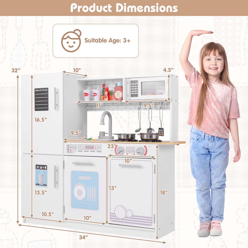 Kids Kitchen Play Set with Stove Removable Sink Oven Microwave Dish Washer - Image 3