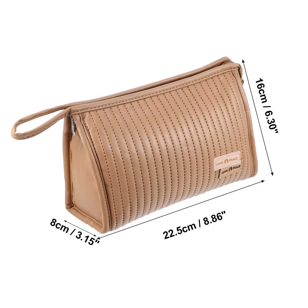PU Leather Makeup Bag Large Makeup Bag Make Up Brush Organizer Bag Toiletry Bag for Women 1 Pcs - Image 11