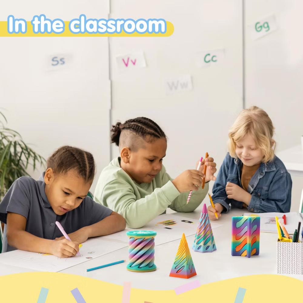 4-Pack Cone Fidget Toys, Pastel Color 3D Printed Spiral Cone & Flexible Pyramid Passthrough Toys for Stress Relief, Kids & Adults - Image 6