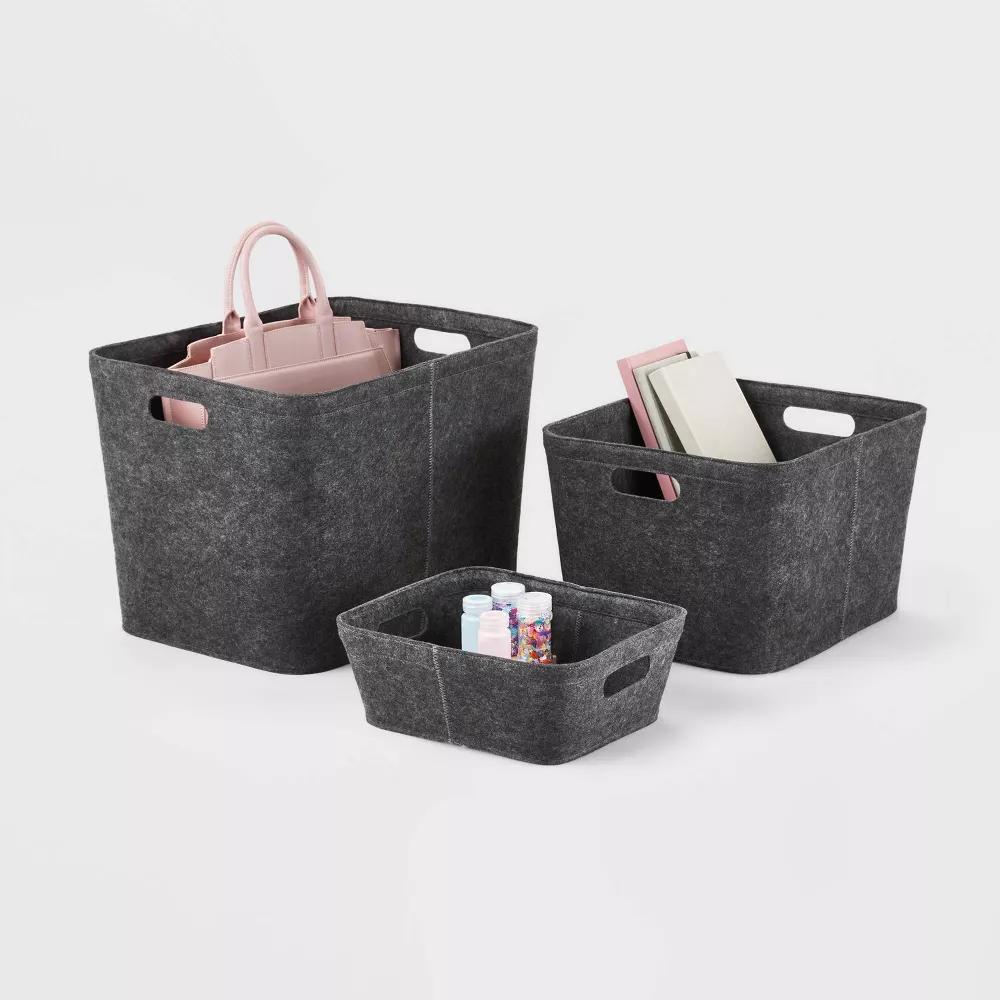Rectangle Felt Basket with Stitching