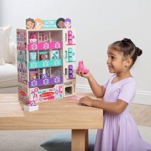 Sort, Stock, Select Beauty Kiosk Vending Machine Play Set, Pretend Makeup Wooden Toy