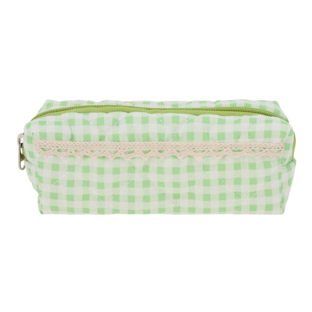 1 Pc Plaid Lace Style Drawstring Makeup Bag for Vacation Polyester - Image 8