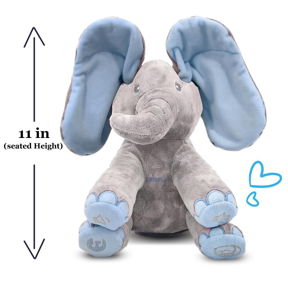 Dimple Kyle Peek-a-Boo Elephant Plush Toy with Music and Flapping Ears - Blue, 3M+