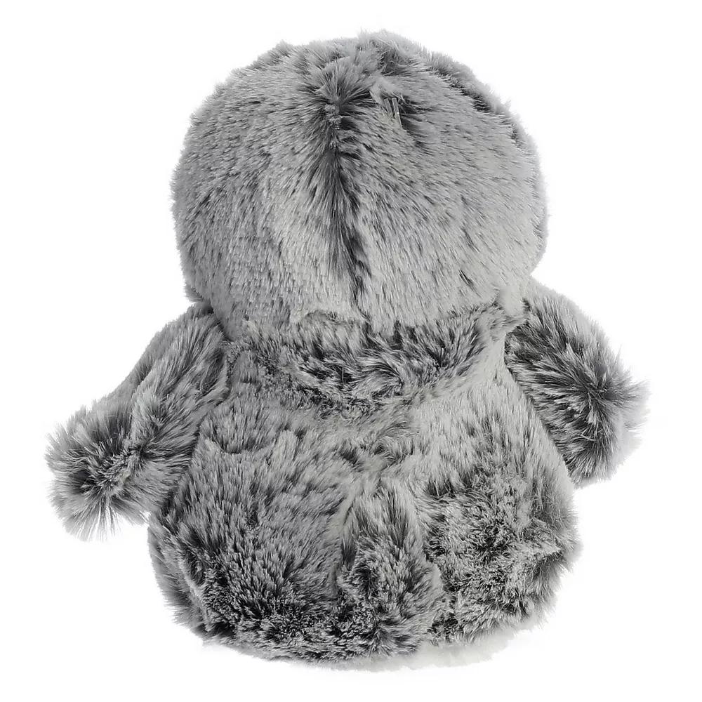 Small Mini PomPom Penguin Playful Stuffed Animal Gray 6" - Image 2