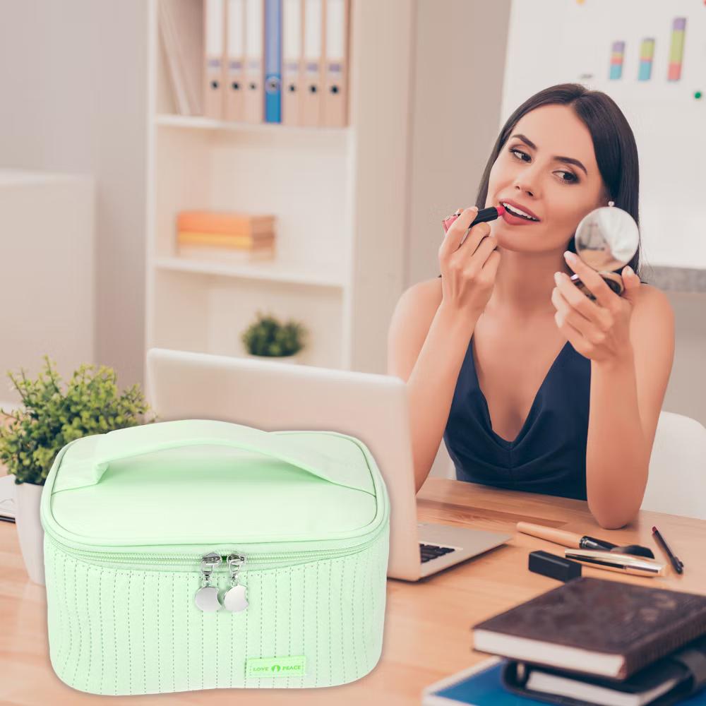 Polyurethane Faux Leather Large Makeup Bag Brush Organizer for Women 1 Pc - Image 21
