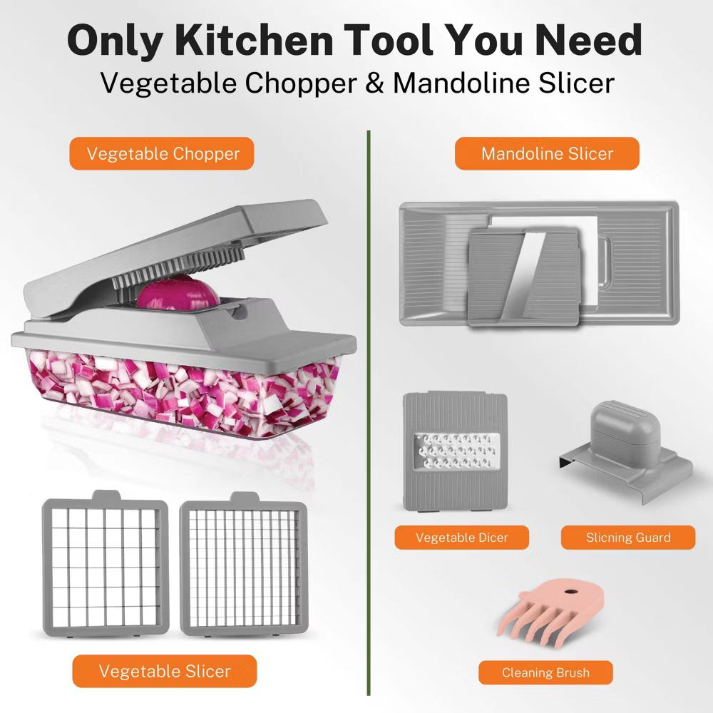 As Seen On TV NutriSlicer XL 7 Piece Vegetable Mandoline Slicer Chopper Dicer with Container & Blades - Image 12