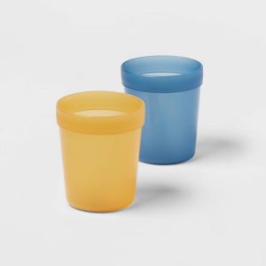 8oz 6pk Plastic Solid Kids' Tumblers - Stackable, Dishwasher & Microwave Safe, Ages 3+