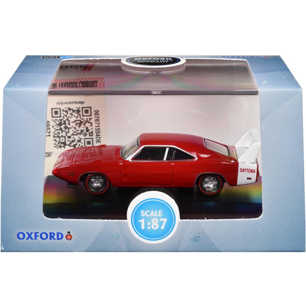 1969 Dodge Charger Daytona Red with White Stripe 1/87 (HO) Scale Diecast Model Car - Image 3