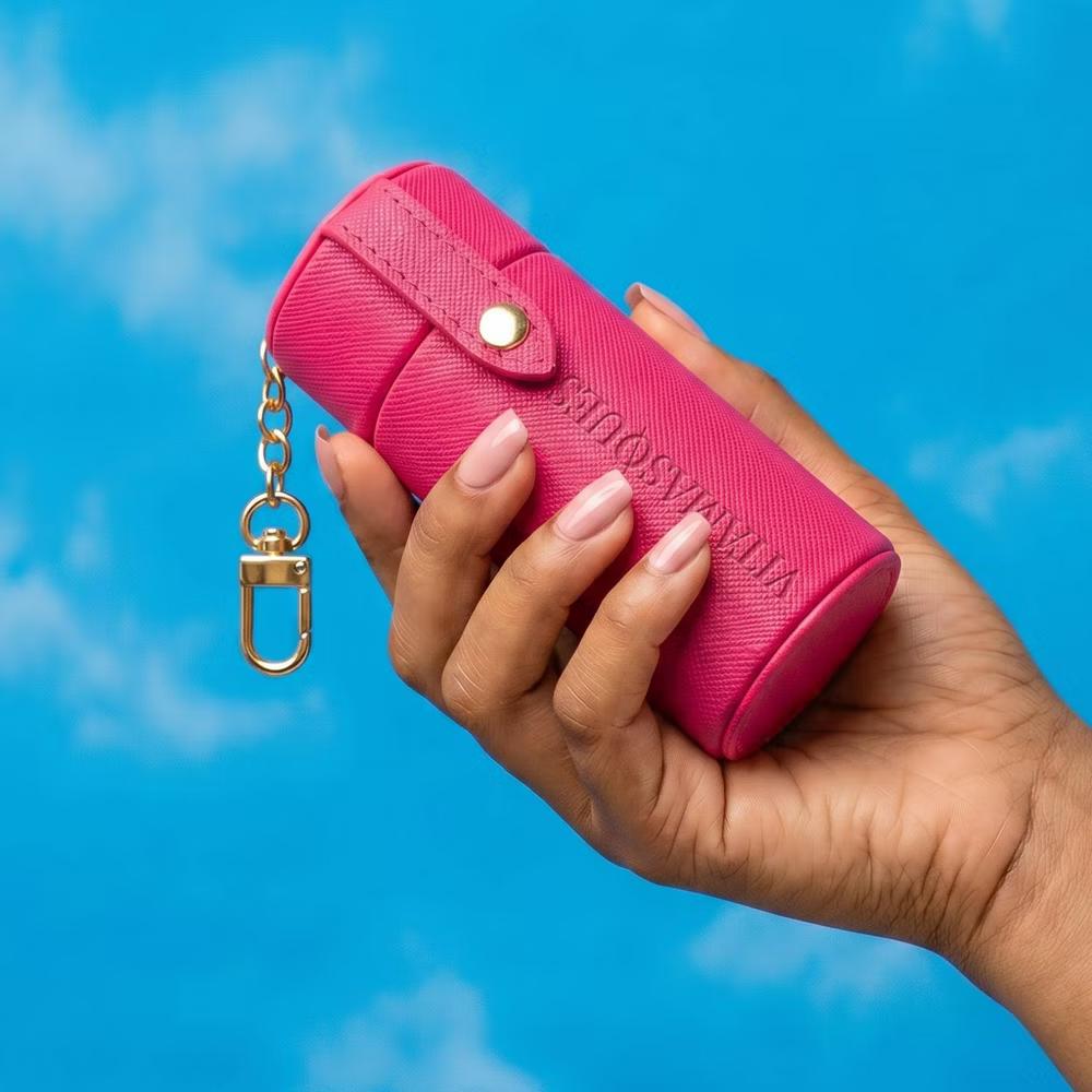 Vitamasques Lip Case Keychain Makeup Pouches - Trio Dark Pink - Image 3
