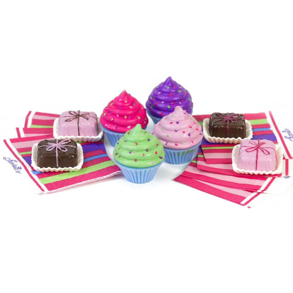 Sophia’s Cupcakes, Petit Fours and Tea Set for Four 18" Dolls, Pink
