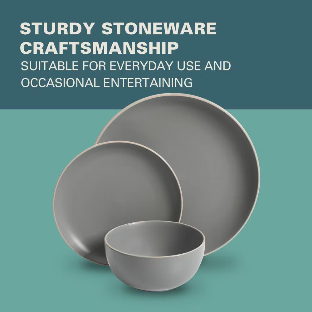 Rockaway 12 piece Dinnerware Set, Plates and Bowls Service for 4 - Image 10