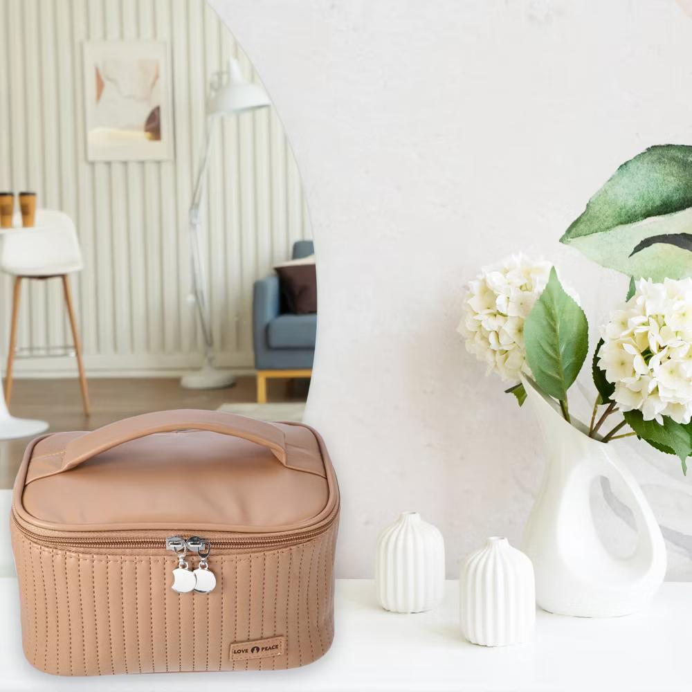 Polyurethane Faux Leather Large Makeup Bag Brush Organizer for Women 1 Pc - Image 18