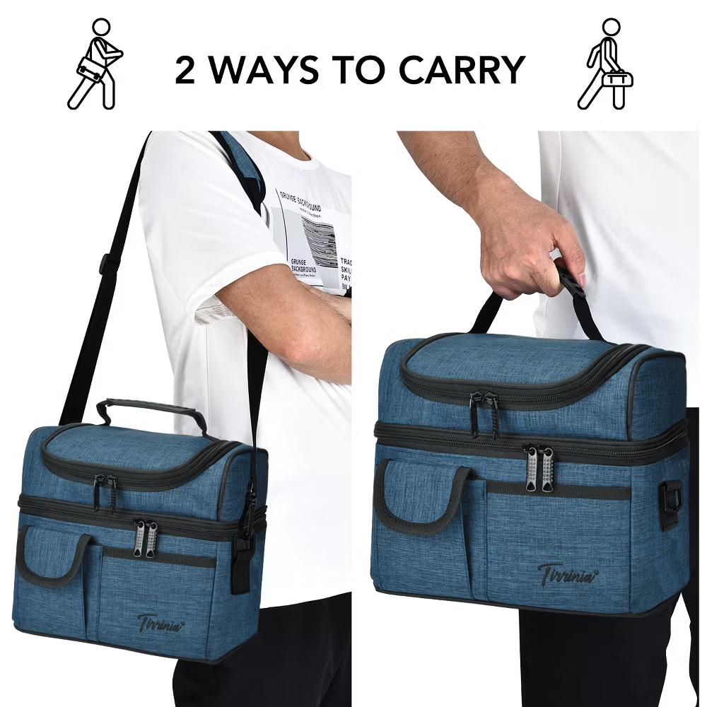 Dual Compartment Insulated Lunch Bag, Leakproof Lunch Tote with Front Pocket, Insulated Lunch Cooler Bag with Back Mesh Pocket - Image 18