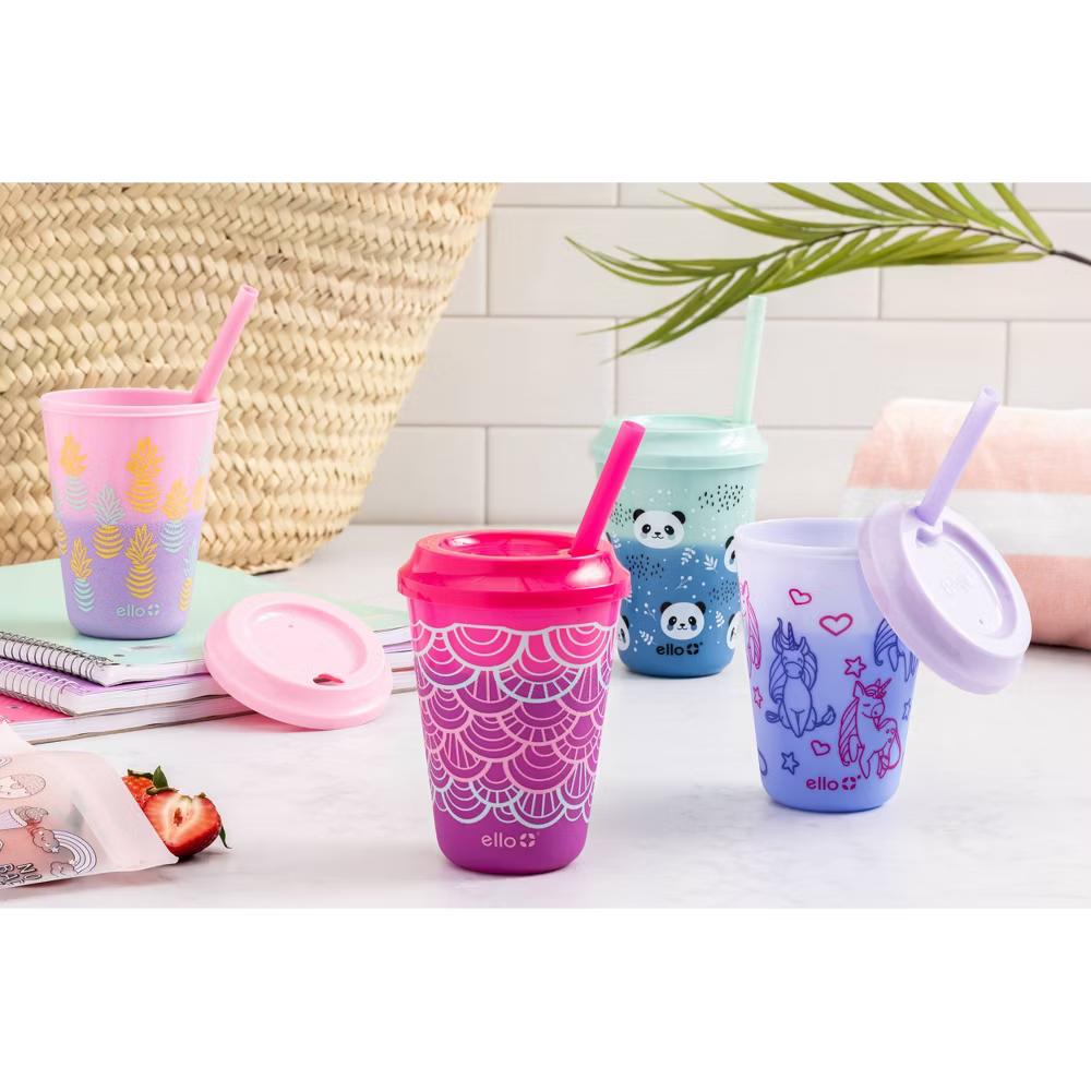 12oz 4pk Plastic Chameleon Color Changing Cups with Twist on Lids - Image 5