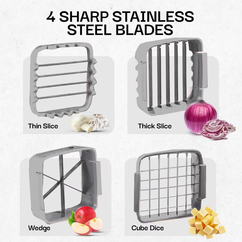 NutriChopper Handheld Vegetable and Fruit Chopper with 4 Stainless Steel Blades & Catch Container - Image 23