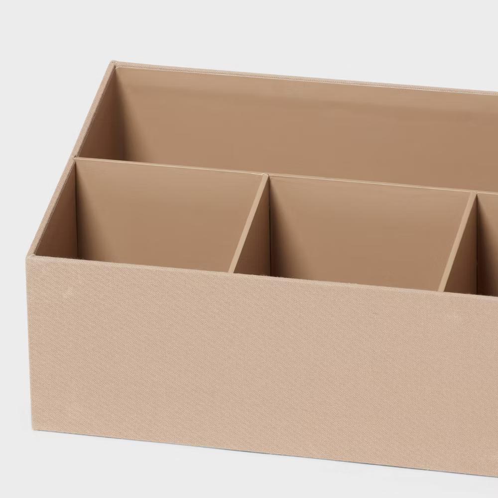 Canvas Desktop Organizer Light Brown - Office Desk Tool Holder, Polyester, 12.25"x5"x6"
