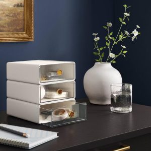 Small Stackable Drawers Set of 3 Cream