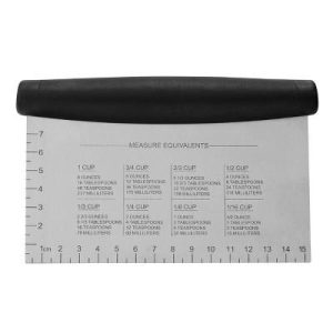 Stainless Steel Measure Marks Food Scrapper: Kitchen Gadget with Soft-Grip Handle & Dishwasher-Safe Design