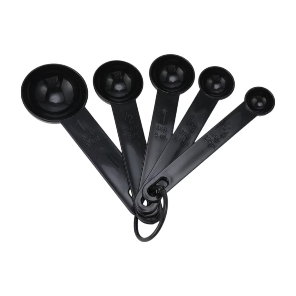 Measuring Cups 5-Piece Long Handle Measuring Spoon Set Dishwasher Safe PP Black 1 Set - Image 4