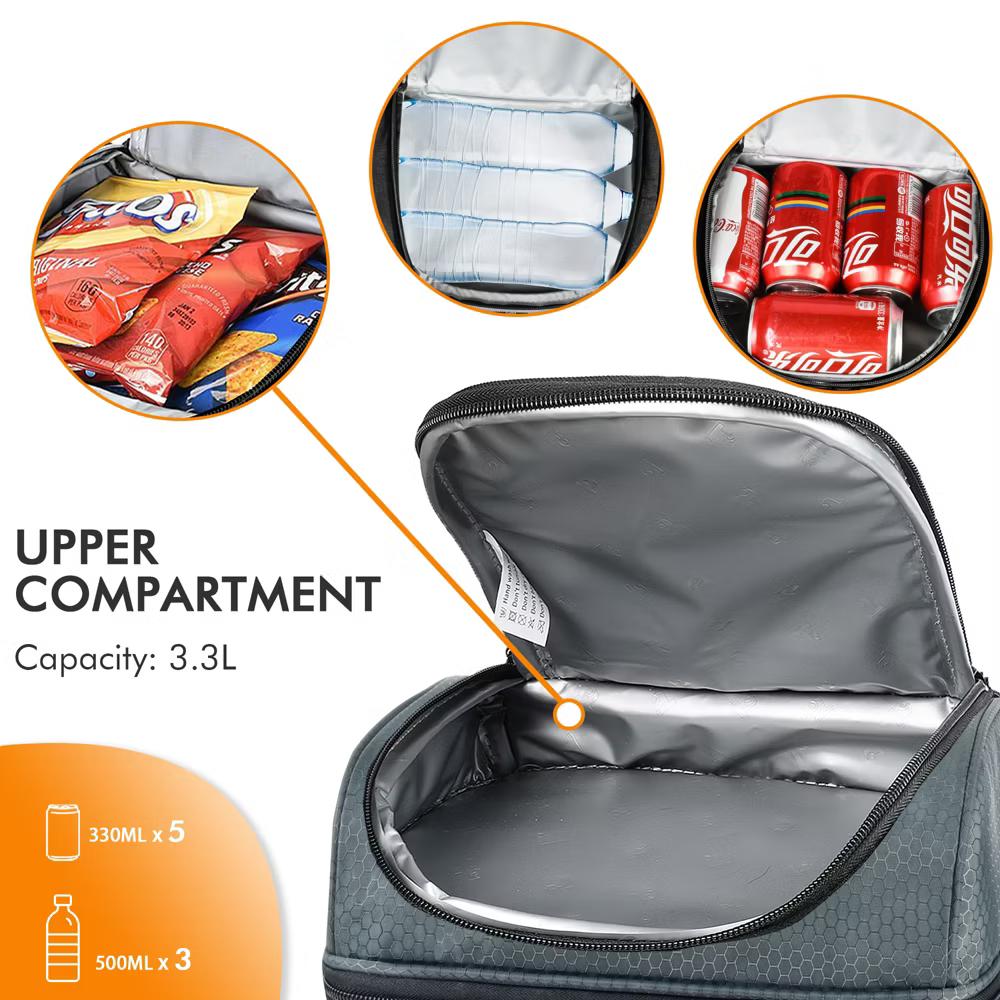 Dual Compartment Insulated Lunch Bag, Leakproof Lunch Tote with Front Pocket, Insulated Lunch Cooler Bag with Back Mesh Pocket - Image 8