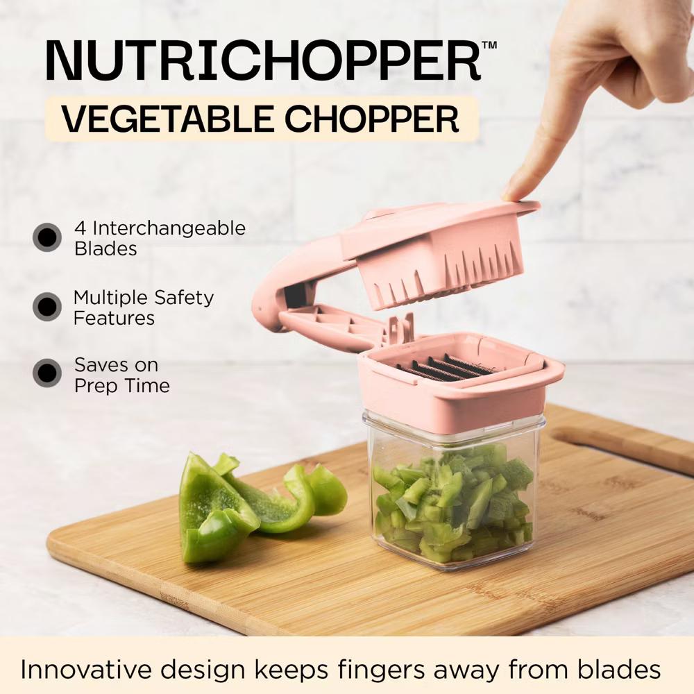 NutriChopper Handheld Vegetable and Fruit Chopper with 4 Stainless Steel Blades & Catch Container - Image 35